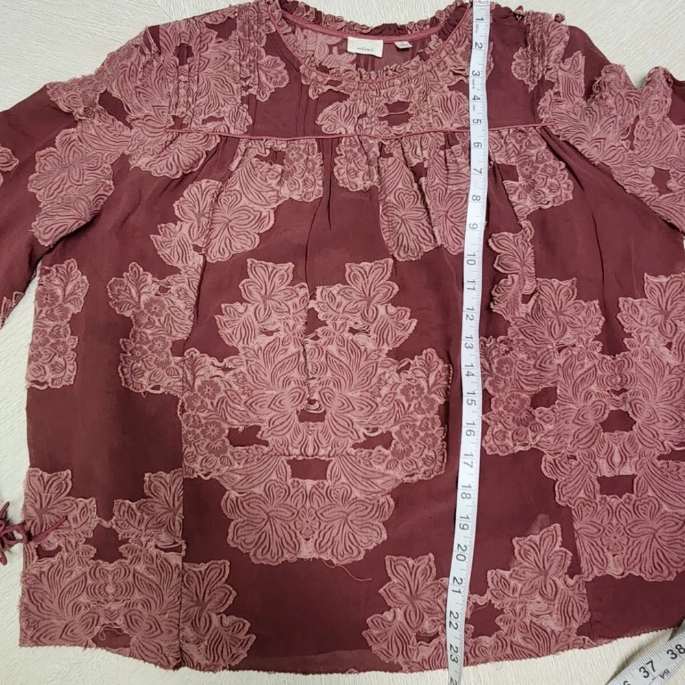 WILFRED | Aritzia Lourdes Floral Embroidered Long Sleeve  Mauve Blouse Size S - Picture 8 of 13